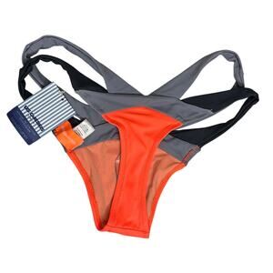 Les Canebiers NWT Palmier Bikini Bottom Coral Colorblock St Tropez 44 12 L